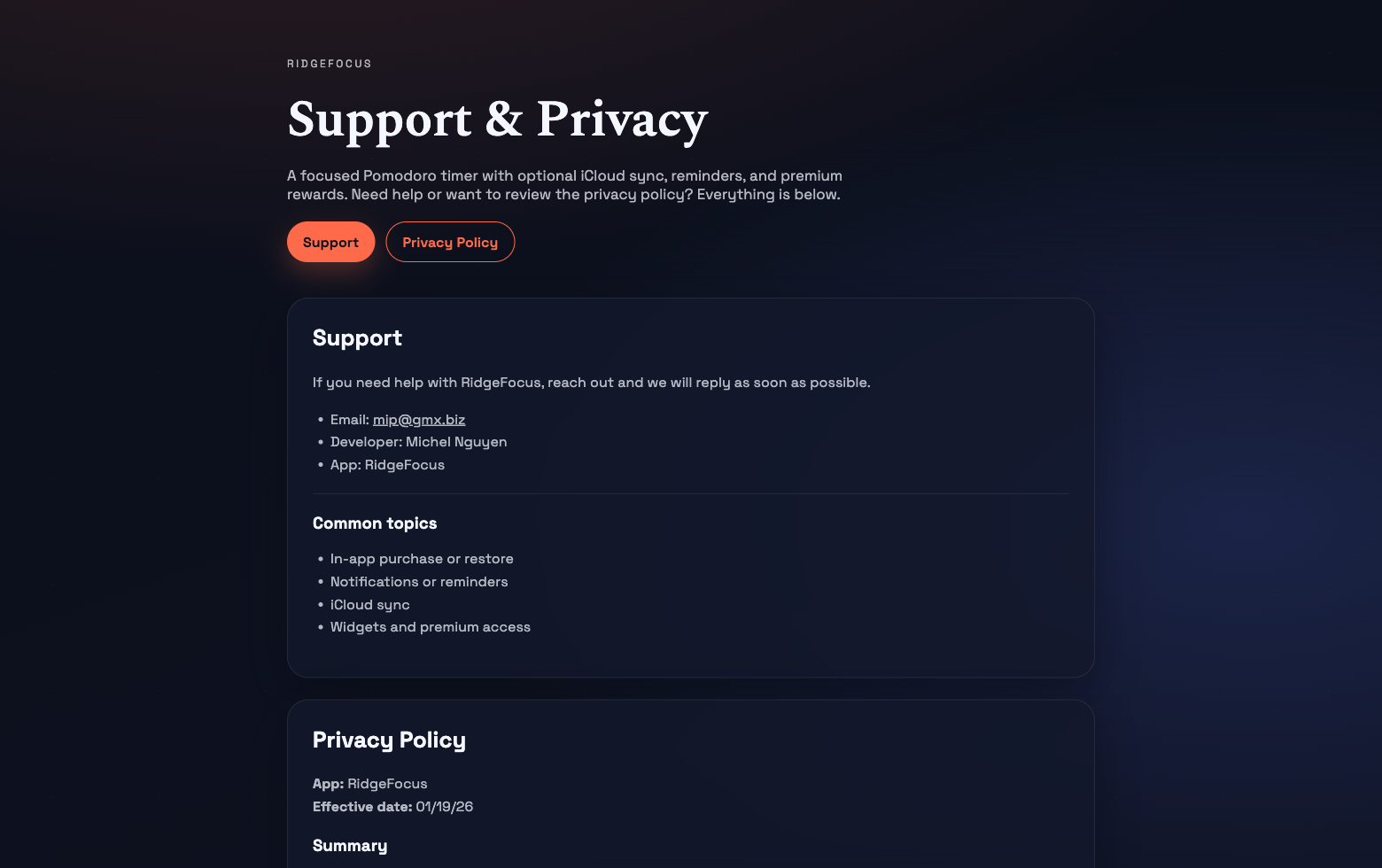 RidgeFocus screenshot